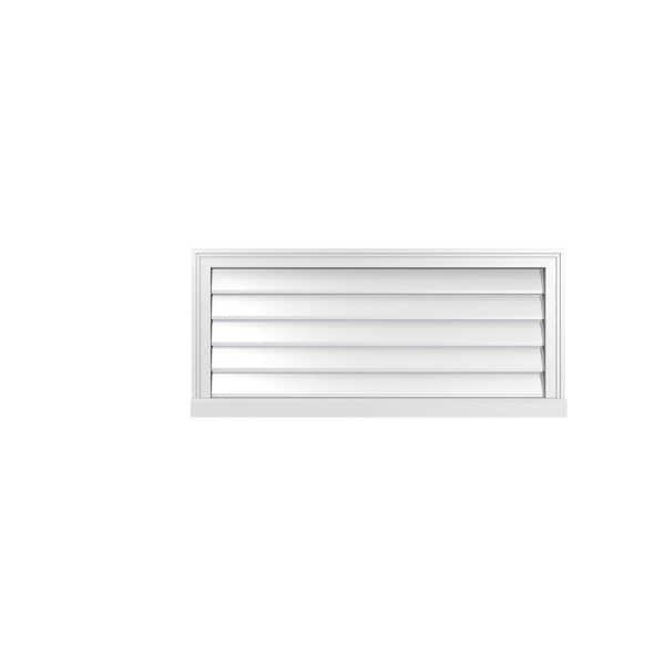 Ekena Millwork 40" x 18" Vertical Surface Mount PVC Gable Vent: Functional with Brickmould Sill Frame