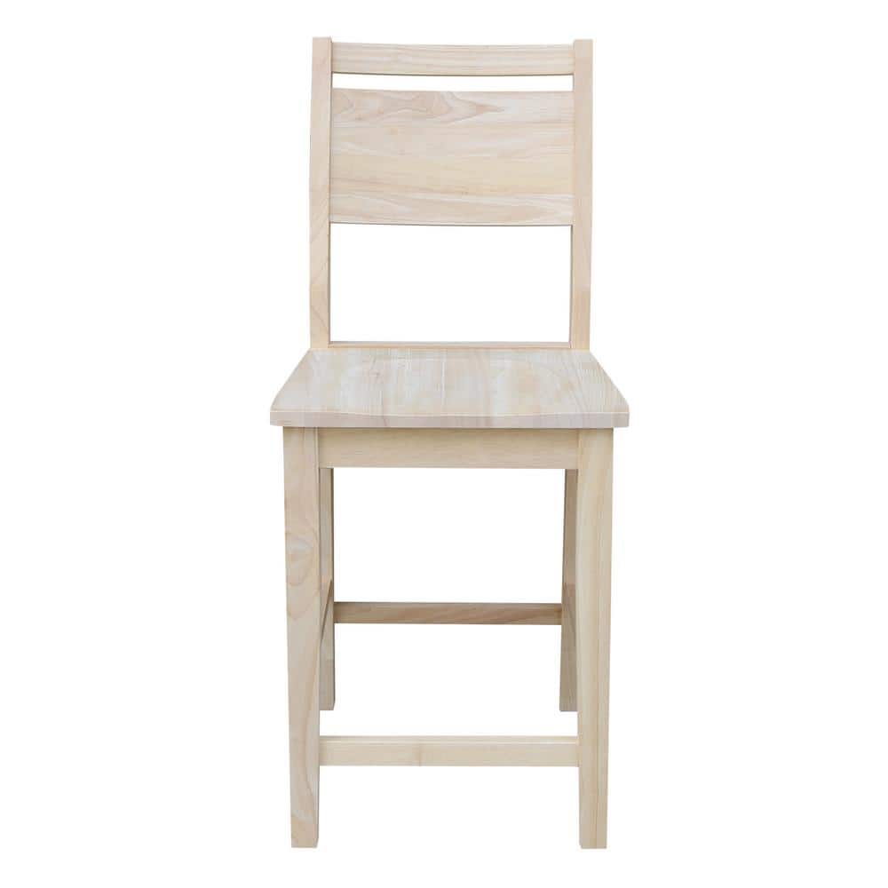 Coastal Farmhouse 24" Saddle Seat Solid Wood Stool in Natural Brown