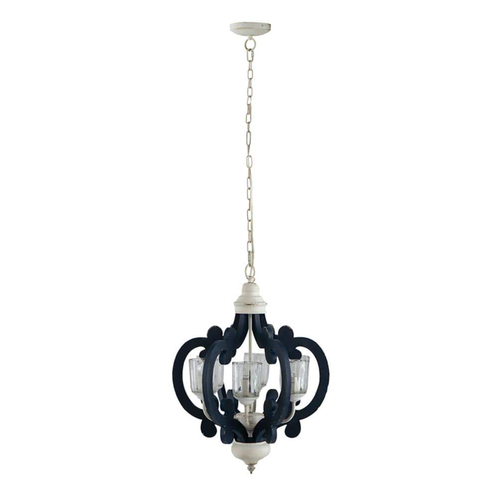 Avex 6-Light Navy Blue and White Farmhouse Wood Pendant Light with Adjustable Chain, No Bulbs Included price history on PriceWatchPro