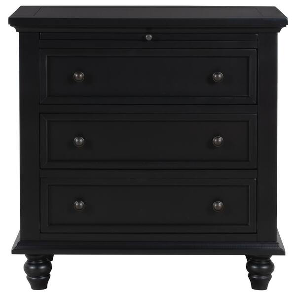 12 in. Square Black 27 in. Tall Square Wood End Table with Drawer and Shelf  VTTFT0099BK - The Home Depot