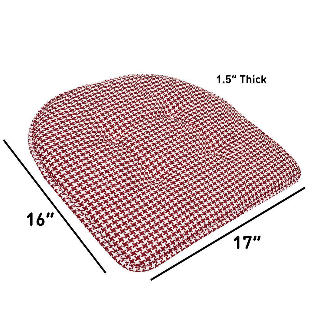 Red Houndstooth Memory Foam Dining Chair Cushions, Set of 6