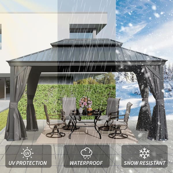 domi outdoor living 10 ft. x 14 ft. Gray Hardtop Gazebo with