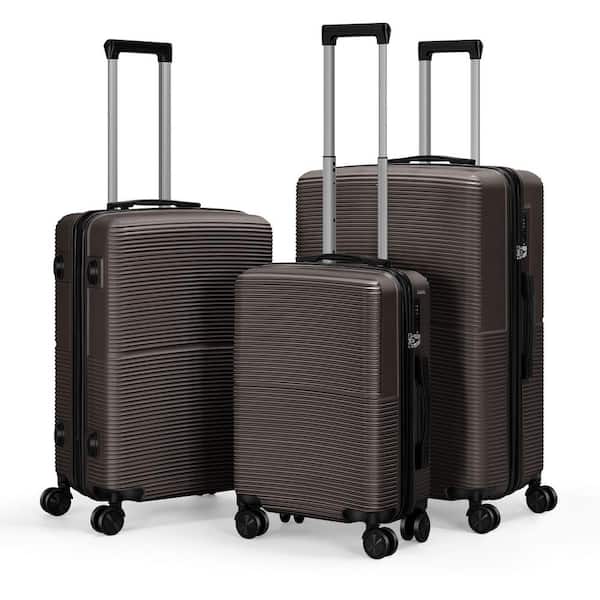 HIKOLAYAE Hikolayae Hardside Spinner Luggage Sets in Coffee Brown, 3 Piece, TSA Lock