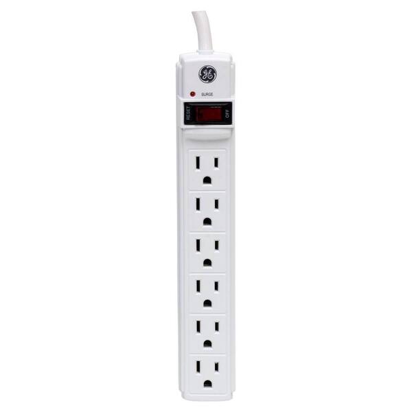 GE 6-Outlet Surge Protector with 3 ft. Cord -White