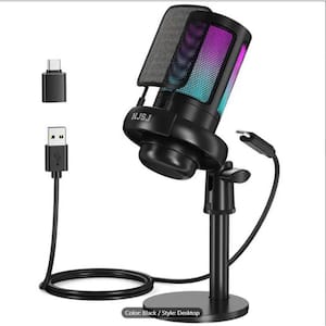USB Microphone for Streaming, Podcasting & Gaming in Black (1-Pack)
