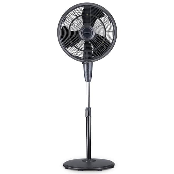 Photo 1 of 18 in. 3-Speed Wide-Angle Oscillating Outdoor Misting Fan and Pedestal Fan for Cool Down 500 sq. ft. - Black
