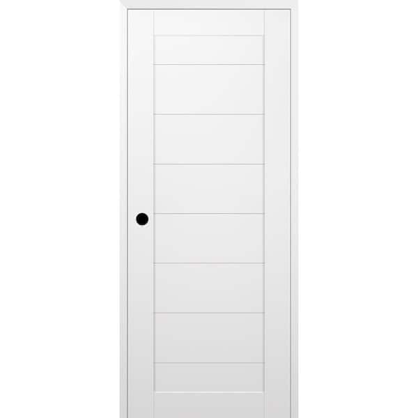 Ermi 30 in. x 84 in. Right-Hand Snow White Composite Solid Core Wood Single Prehung Interior Door