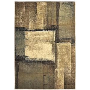 Lexington Brown/Blue 3 ft. x 5 ft. Abstract Block Area Rug