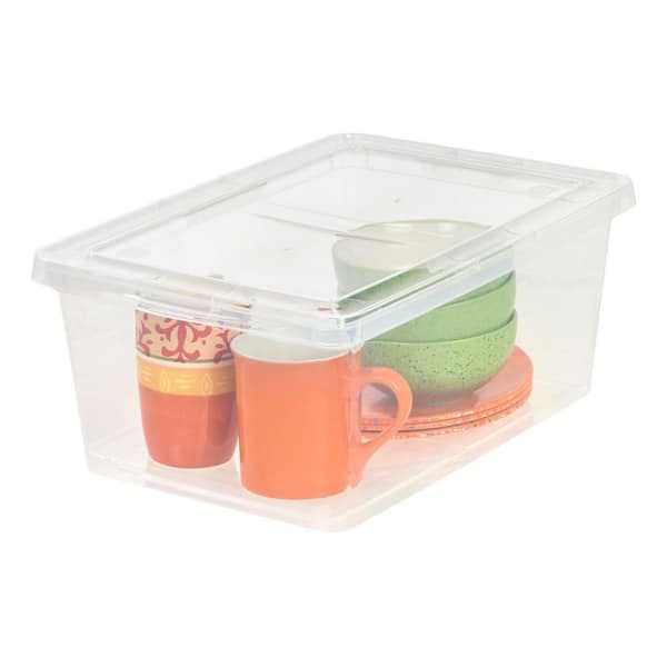 IRIS 17 quart Storage Box External Dimensions 17.5 Length x 12 Width x 17.5  Depth x 7 Height 4.25 gal Snap in Lid Closure Stackable Plastic Clear For  Scissors Notebook Office Supplies
