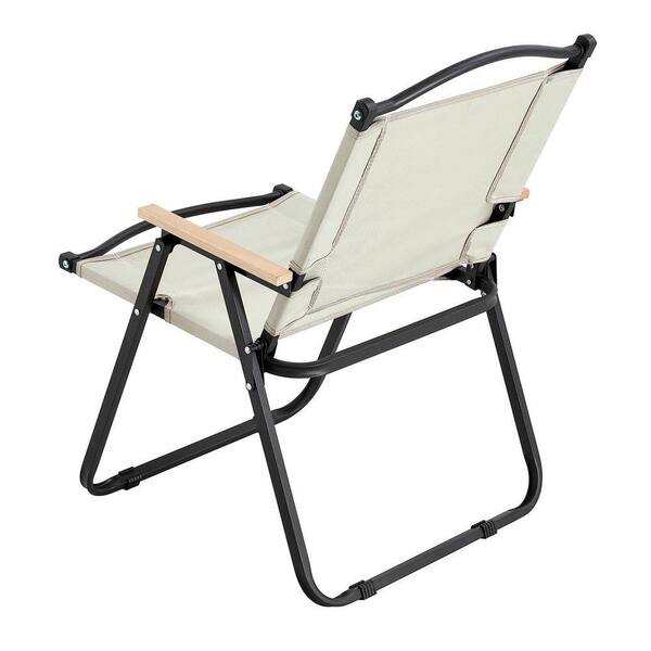 2-Piece Steel Folding Beige Outdoor Lawn Chair for Camping