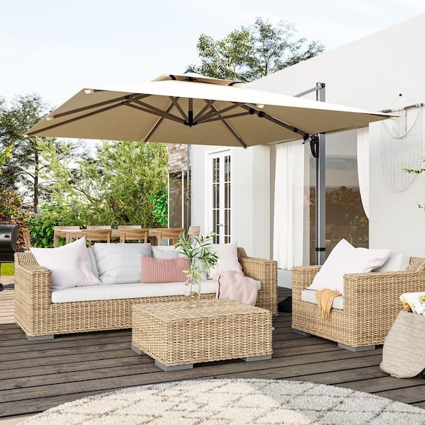 best grern solar patio umbrella 10 ft. Outdoor Patio Umbrella Solar LED Offset Hanging Parasol, 1.89 in.  Shaft, for Backyard, Pool, Garden, Dark green DN-W640P234518