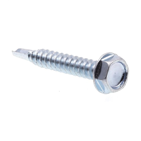 Prime-Line #10 x 1-1/4 in. Zinc Plated Case Hardened Steel Indented Hex Washer Head Self-Drilling Sheet Metal Screws (50-Pack)