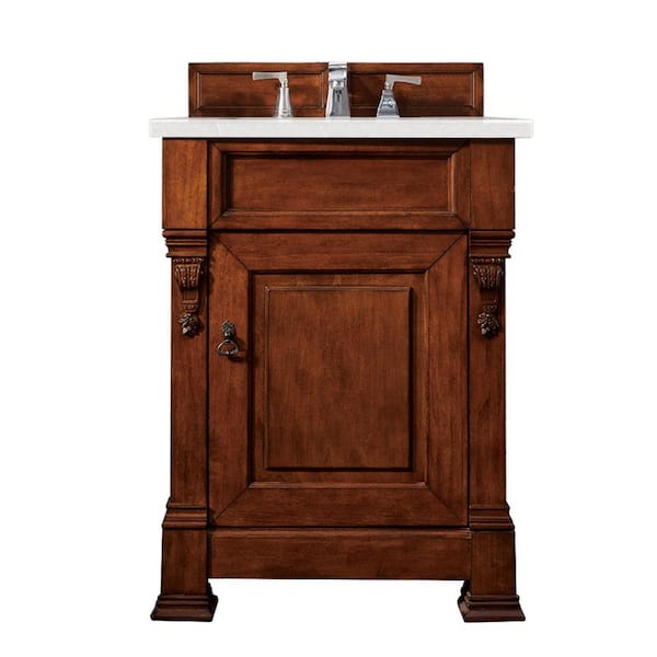James Martin Vanities Brookfield 26 in. W x 23.5 in. D x 34.3 in. H Bathroom Vanity in Warm Cherry with Eternal Serena Quartz Top