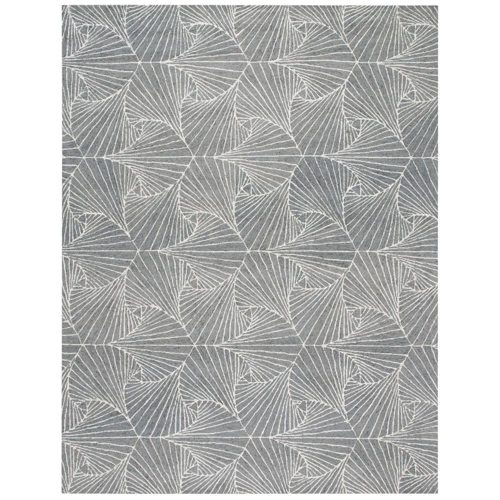 Handmade Gray Wool 8' x 10' Tufted Rectangular Area Rug