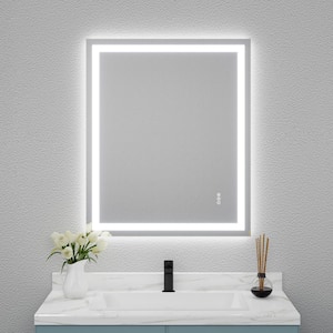 30 in. W x 36 in. H Rectangular Frameless LED Anti-Fog Wall Bathroom Vanity Mirror, Backlit & Front Light