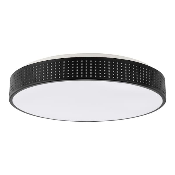 Hampton Bay Easton 13 in. Light Matte Black Adjustable CCT Integrated LED Ceiling Flush Mount Fixture with Mesh Trim