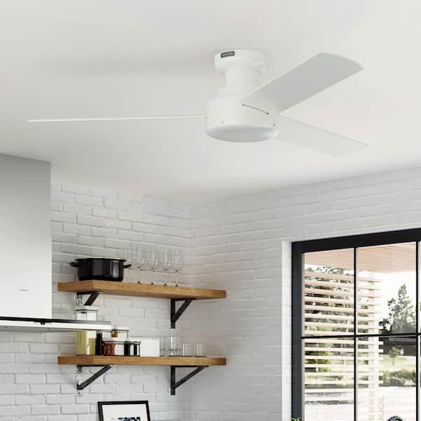 Hunter Presto 52 in. Indoor Ceiling Fan in Matte White with Wall Control Included For Bedrooms