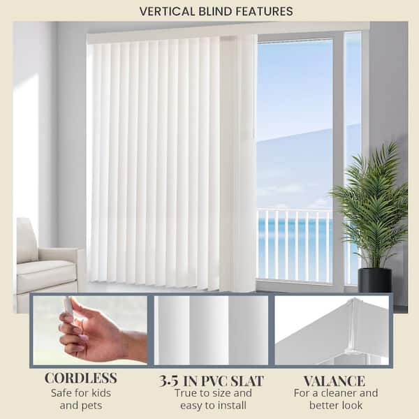 78 x 84 Inch White Cordless Vertical PVC Blind Window Door Shade Room Darkening 