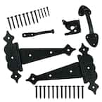 Black Stainless Steel Decorative Gate Tee Hinge and Latch Set