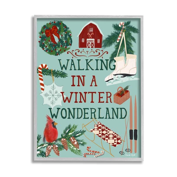 Stupell Industries Winter Wonderland Phrase by Hannah Byatt 1-Piece Framed Graphic Print Animal Poster Art Print 30 in. x 24 in.