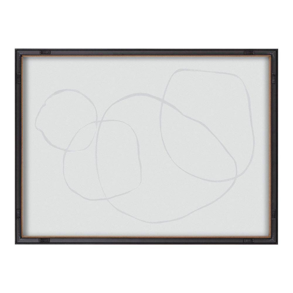 24" x 18" Abstract Black and White Glass Print with Wood Frame