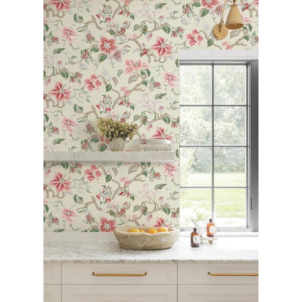 Marguerite Vine Cream Pink Wallpaper
