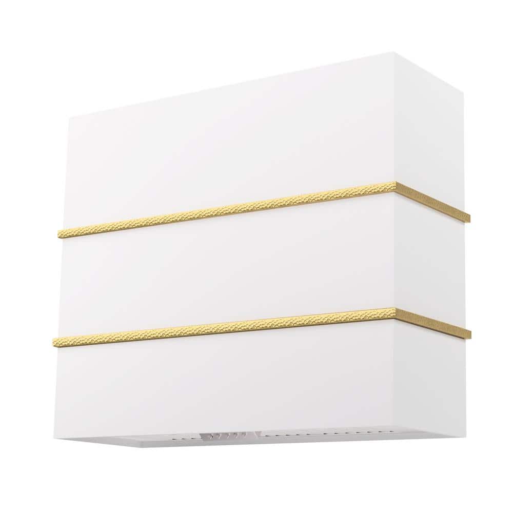 36 in Stainless Steel Range Hood with Powerful Vent Motor, 600 CFM, 3-Speed, Wall Mount, in White with Gold