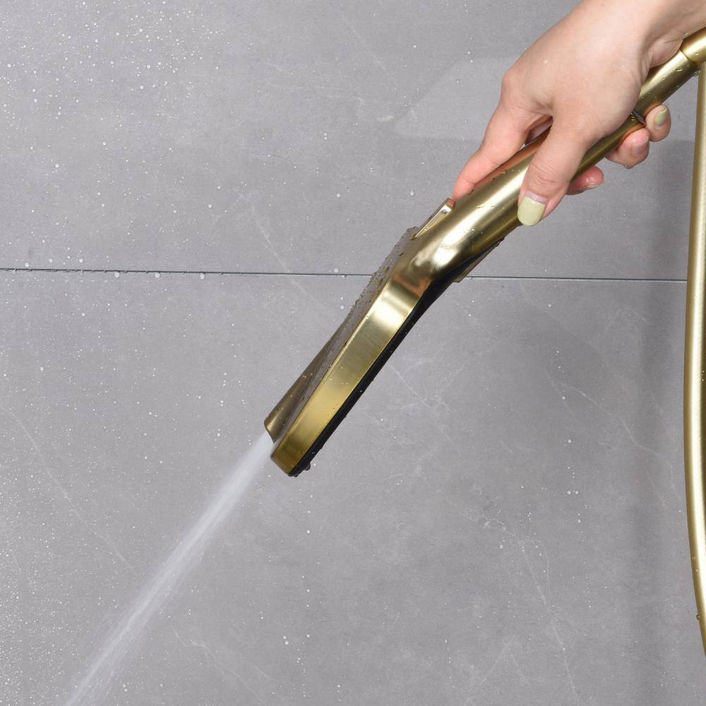 Brushed Gold Brass Thermostatic Wall-Mounted Shower System