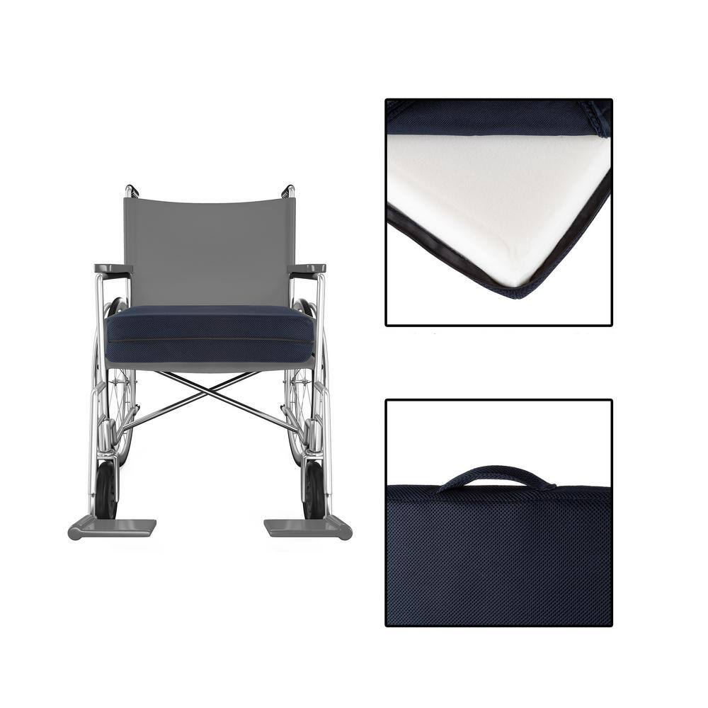 Navy Blue 4" Thick Foam Pad Seat Cushion with Handle