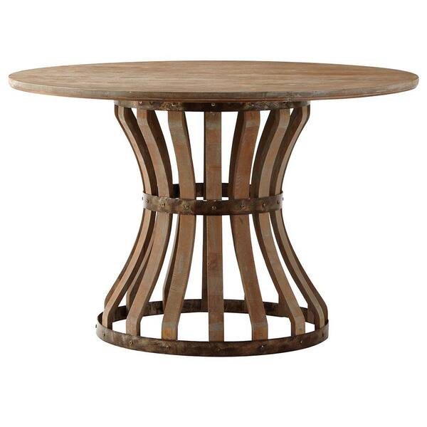Unbranded Carson 47.5 in. Round Dining Table in Washed Oak