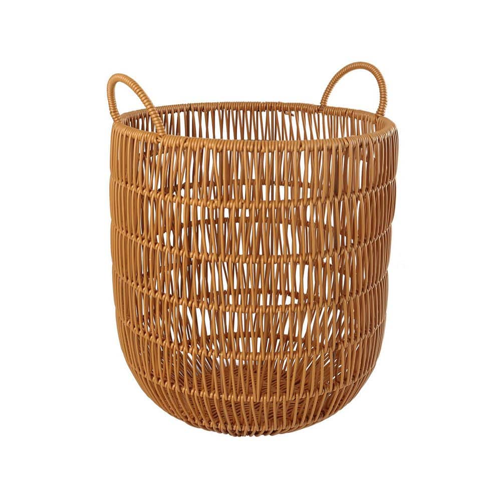 Brown 12 in x 16 in Polypropylene Woven Decorative Basket with