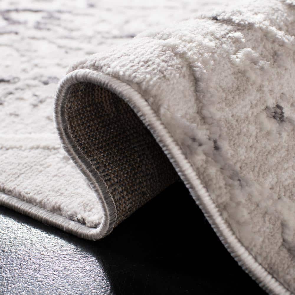 Reversible Abstract Gray Synthetic 26x18 Area Rug