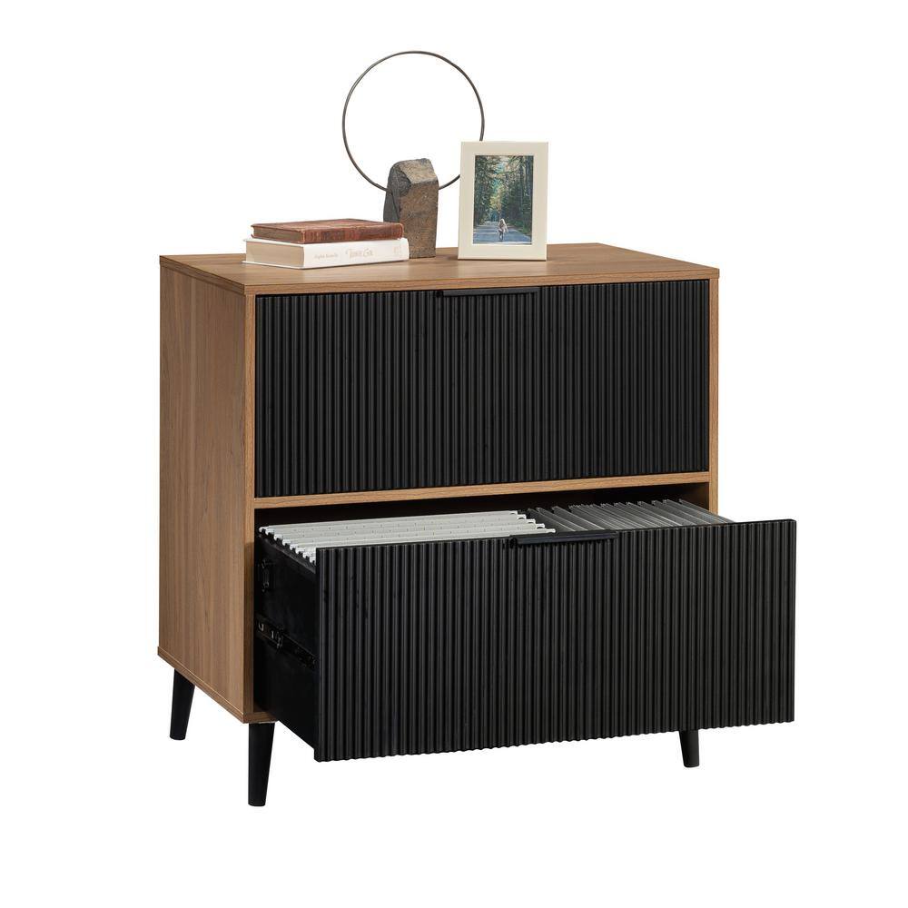 Serene Walnut and Black 2-Drawer Lateral File Cabinet