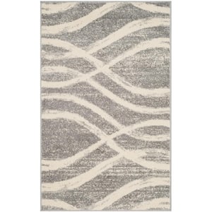 Adirondack Gray/Cream Doormat 3 ft. x 5 ft. Striped Area Rug