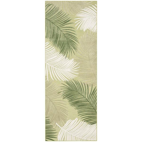 Suncoast Green 2 ft. x 6 ft. Floral Contemporary Runner Area Rug