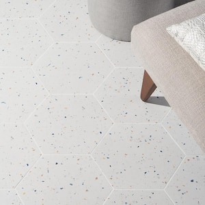 Malati White Confetti 12.5 in. x 14.5 in. Matte Porcelain Hexagon Floor and Wall Tile (10.51 sq. ft./Case)
