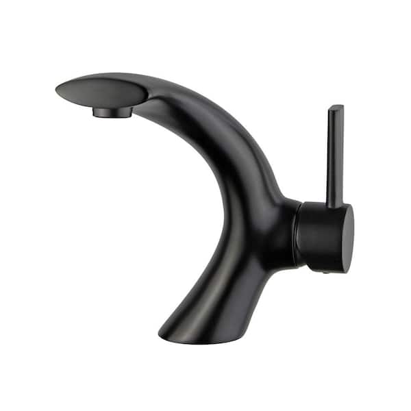 Bellaterra Home Bilbao Single Hole Single-Handle Bathroom Faucet with Overflow Drain in New Black