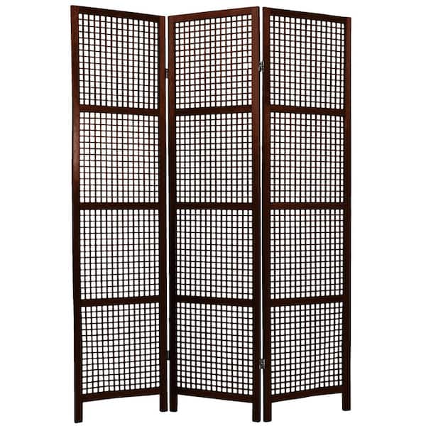 Oriental Furniture 6 ft. Walnut 3-Panel Room Divider
