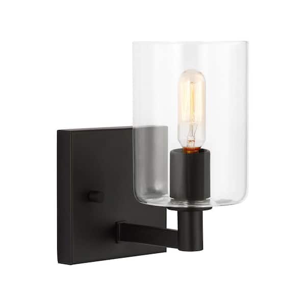 Generation Lighting - Fullton Modern 1-Light Indoor Dimmable Midnight Black Bath Vanity Wall Sconce