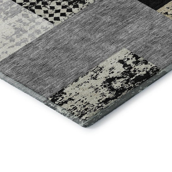 Mayfield Premium Machine Washable Abstract AMF941 Black 5 ft. x 7 ft. 6 in. Area Rug
