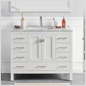 Hampton 36 in. W x 18 in. D x 34 in. H Bath Vanity in White with White Carrara Marble Top