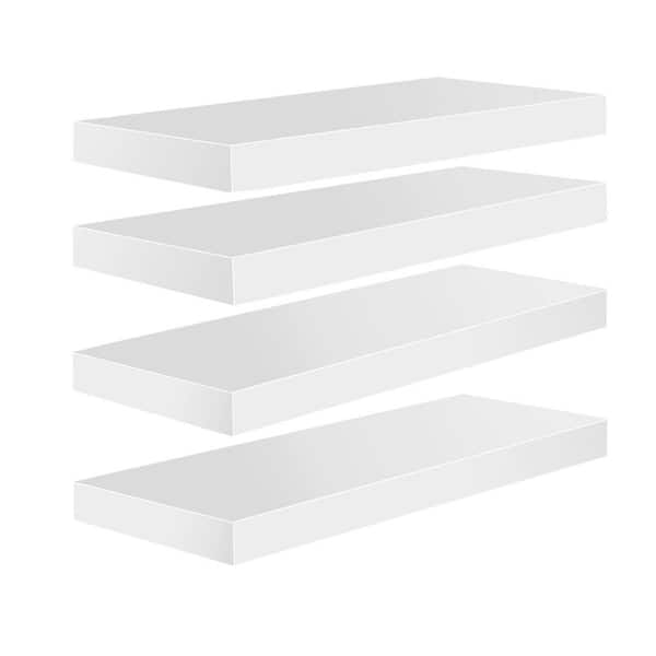 Unbranded 16.25 in. W x 5.5 in. D White Decorative Wall Shelf (Set of 4)