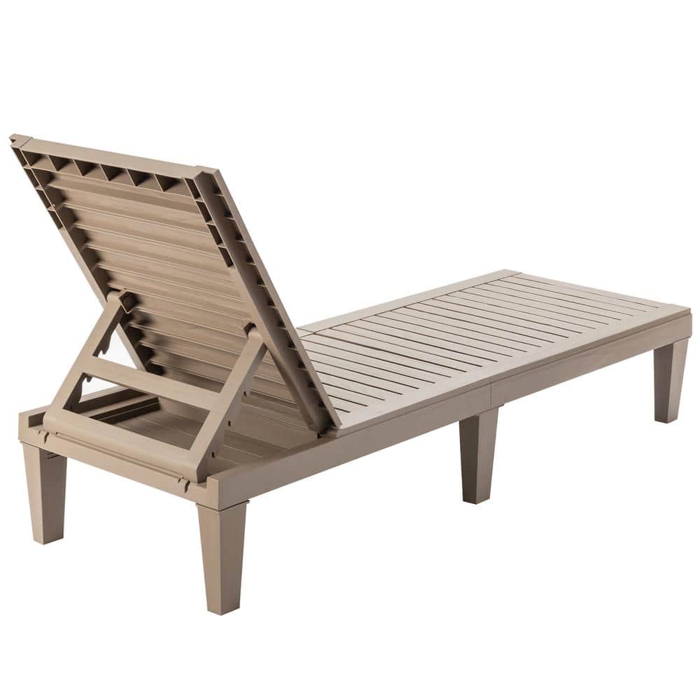 Brown Adjustable Plastic Patio Chaise Lounge Chair