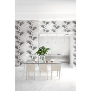 Away On Holiday Black Palm Paper Strippable Roll Wallpaper (Covers 60.8 sq. ft.)