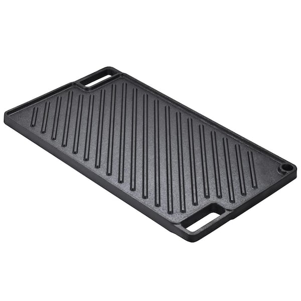 9.7 x 16.7 in. Reversible Cast Iron Non-Stick Flat Top Grill Griddle Pan with Handles
