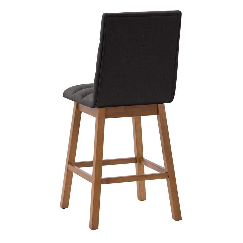 Boston Dark Gray Tufted Fabric Counter Height Barstools, Set of 2