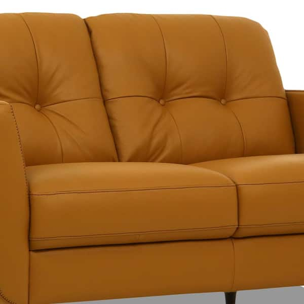 Camel leather deals loveseat