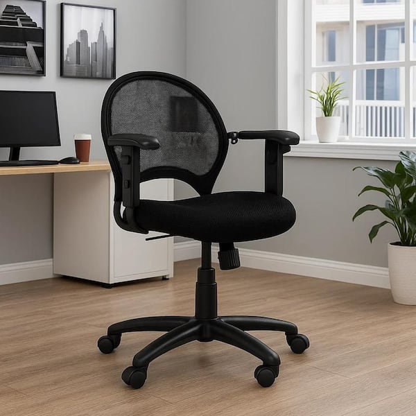 Lene Mesh Adjustable Task Chair in Black Arms