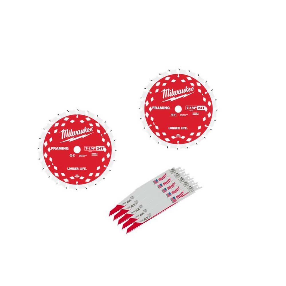 9 in. 5 TPI AX Wood Cutting SAWZALL Reciprocating Saw Blades (5-PK) & 7 1/4 in. Framing Circular Blades (2-PK) price history on PriceWatchPro