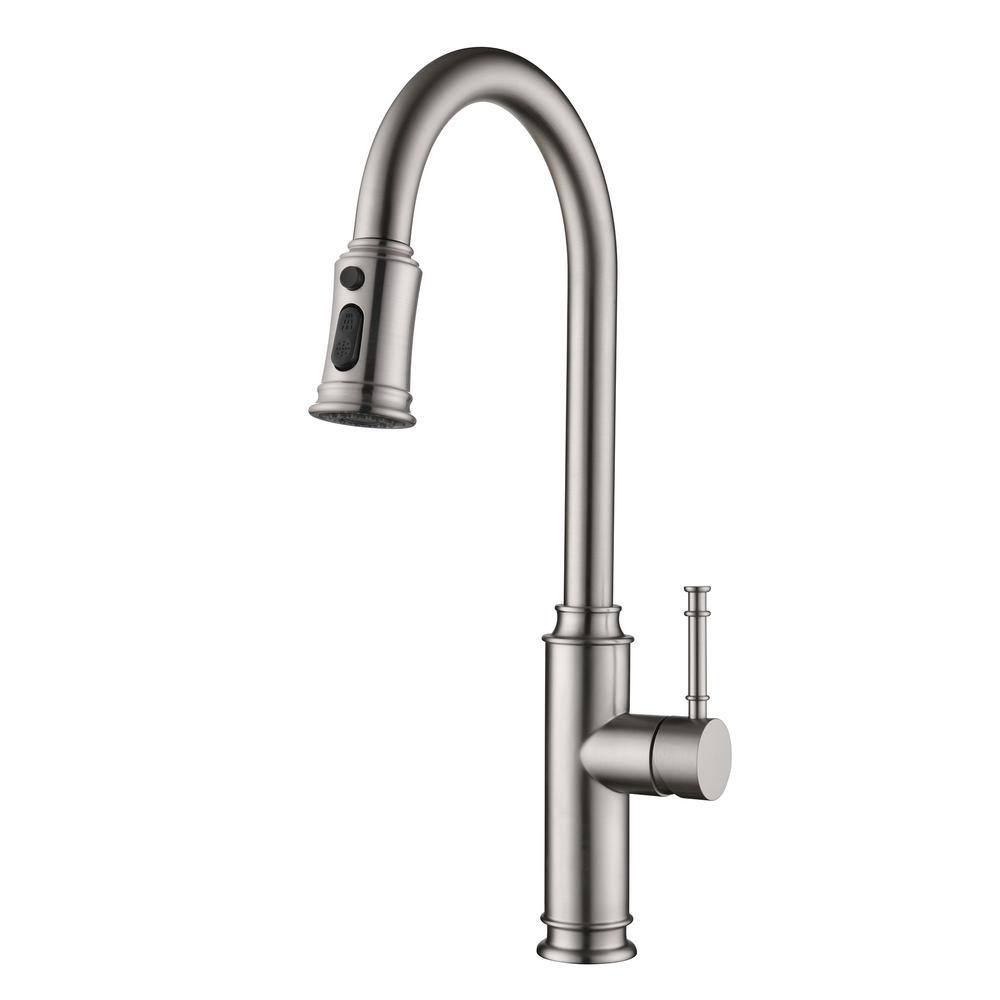 Single Handle Pull Down Sprayer Kitchen Faucet with Pull Out Spray Wand in Stainless Steel Brushed price history on PriceWatchPro